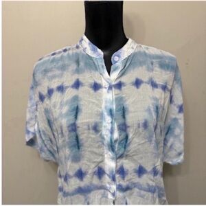 Bella Dahl Women’s Blue and White Tie-Dye Button-Up Shirt S